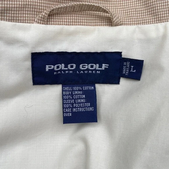 Ralph Lauren POLO Golf Vintage Tan & Cream Houndstooth Cotton Jacket Mens Size L - Picture 4 of 14
